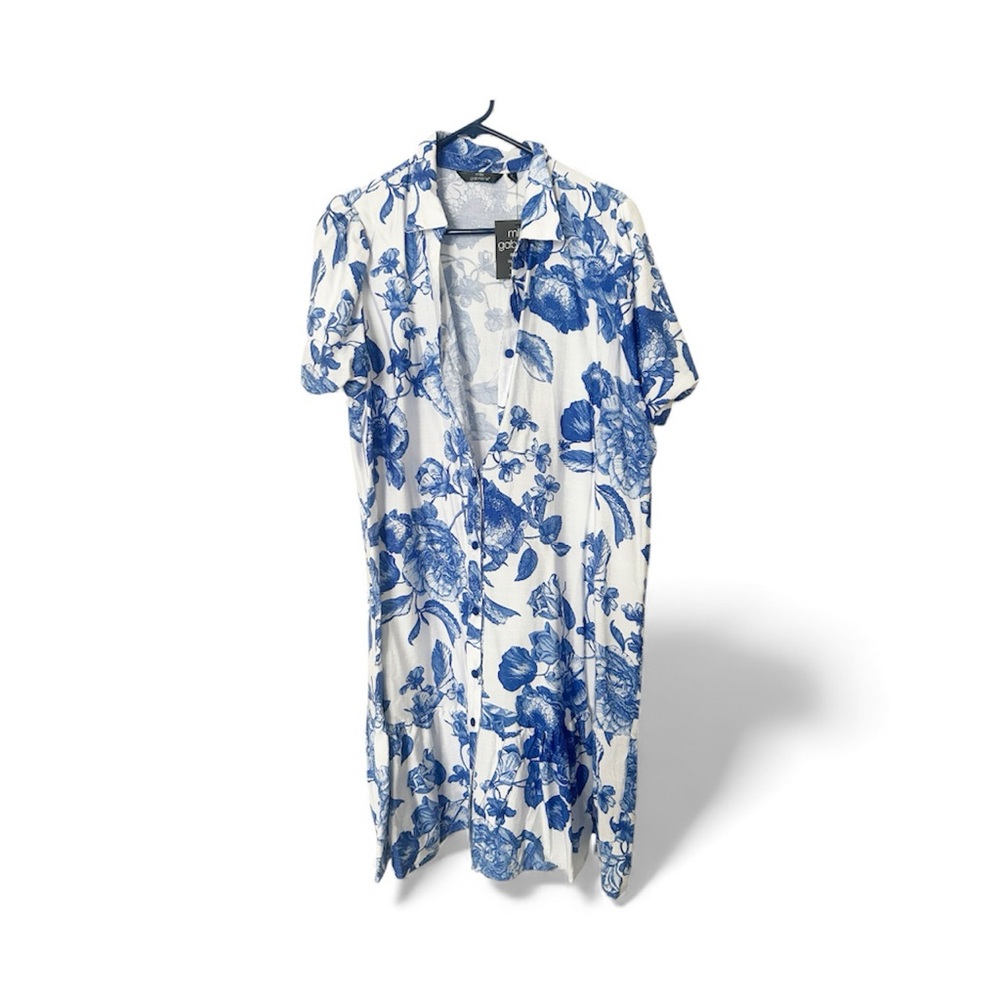 Mlle Gabrielle White and Blue Floral Shirt
